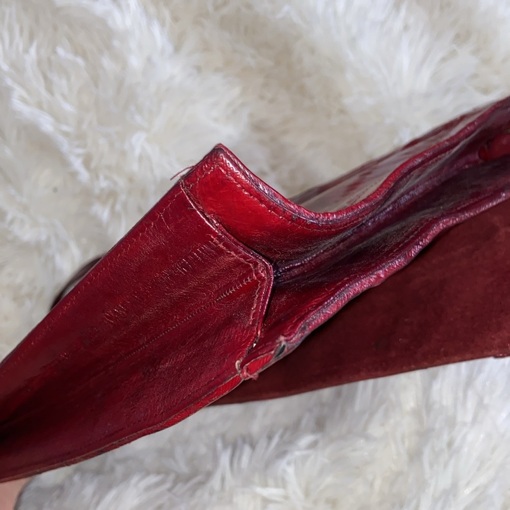 Vintage Bag genuine Eel skin shoulder & clutch bag Dark red magnetic closure - Picture 16 of 16